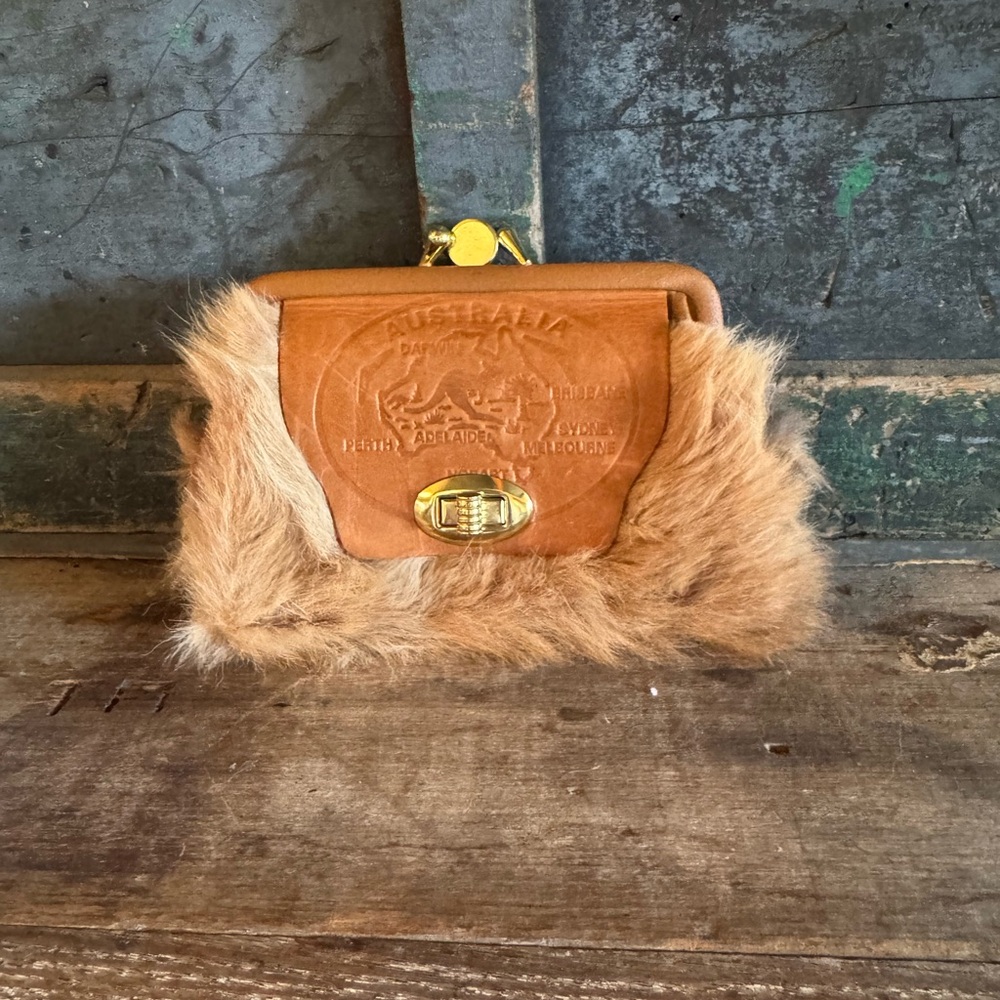 Australia Kangaroo Fur and Leather Clutch Wallet